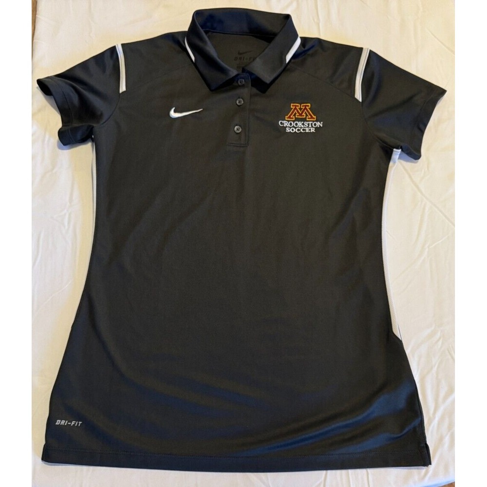 University of Minnesota Crookston Soccer Black Women's Polo Size M Nike Dri-Fit